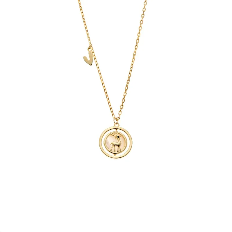 Κολιέ SENZA Ελάφι Rhodium Plated Ασήμι 925 με Φίλντισι